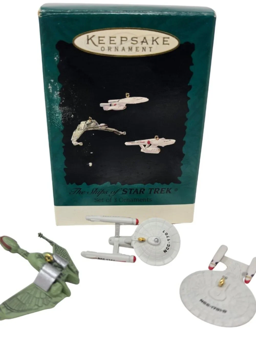 Vtg 1995 Hallmark Keepsake The Ships of Star Trek Ornament 3 Pc Set Miniatures